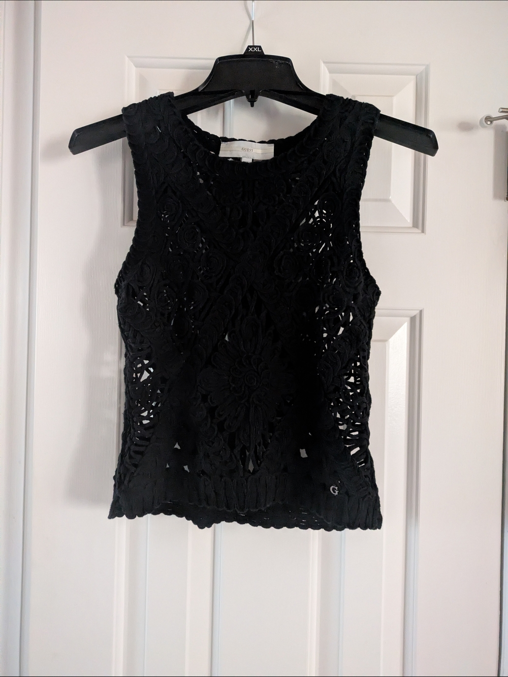 Guess Black Crochet Lace Tank Top